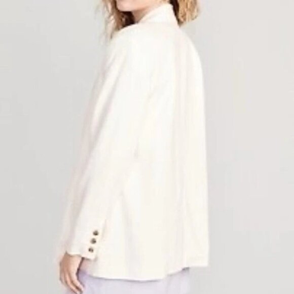 NWT OLD NAVY double breasted linen blend blazer in cream (S) - Picture 4 of 4